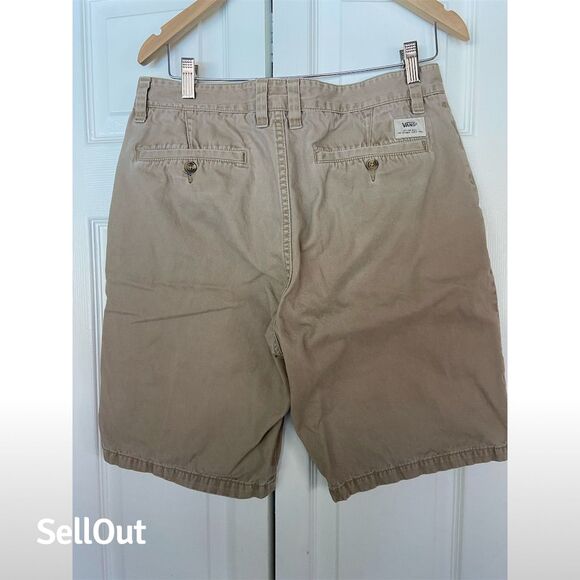 Vans Men's Chino Shorts Size 34 Beige Flat Front Casual - Picture 2 of 3